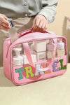 Light Pink TRAVEL Chenille Letter Clear PVC Makeup Bag-Accessories-MomFashion