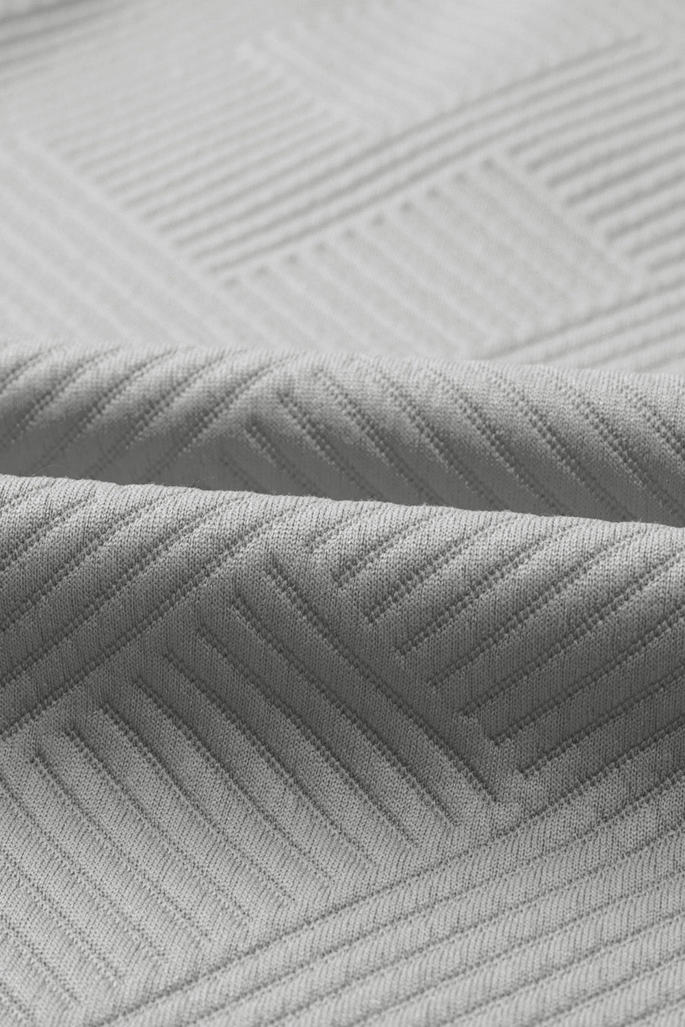 Light Grey Solid Textured Collared V Neck Top and Wide Leg Pants Set-Two Piece Sets/Pant Sets-MomFashion