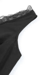 Black Lace Splicing Open Back V Neck Tank Top-Tops-MomFashion