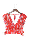 Fiery Red Multicolor Floral Ruffled Crop Top and Maxi Skirt Set-Dresses-MomFashion