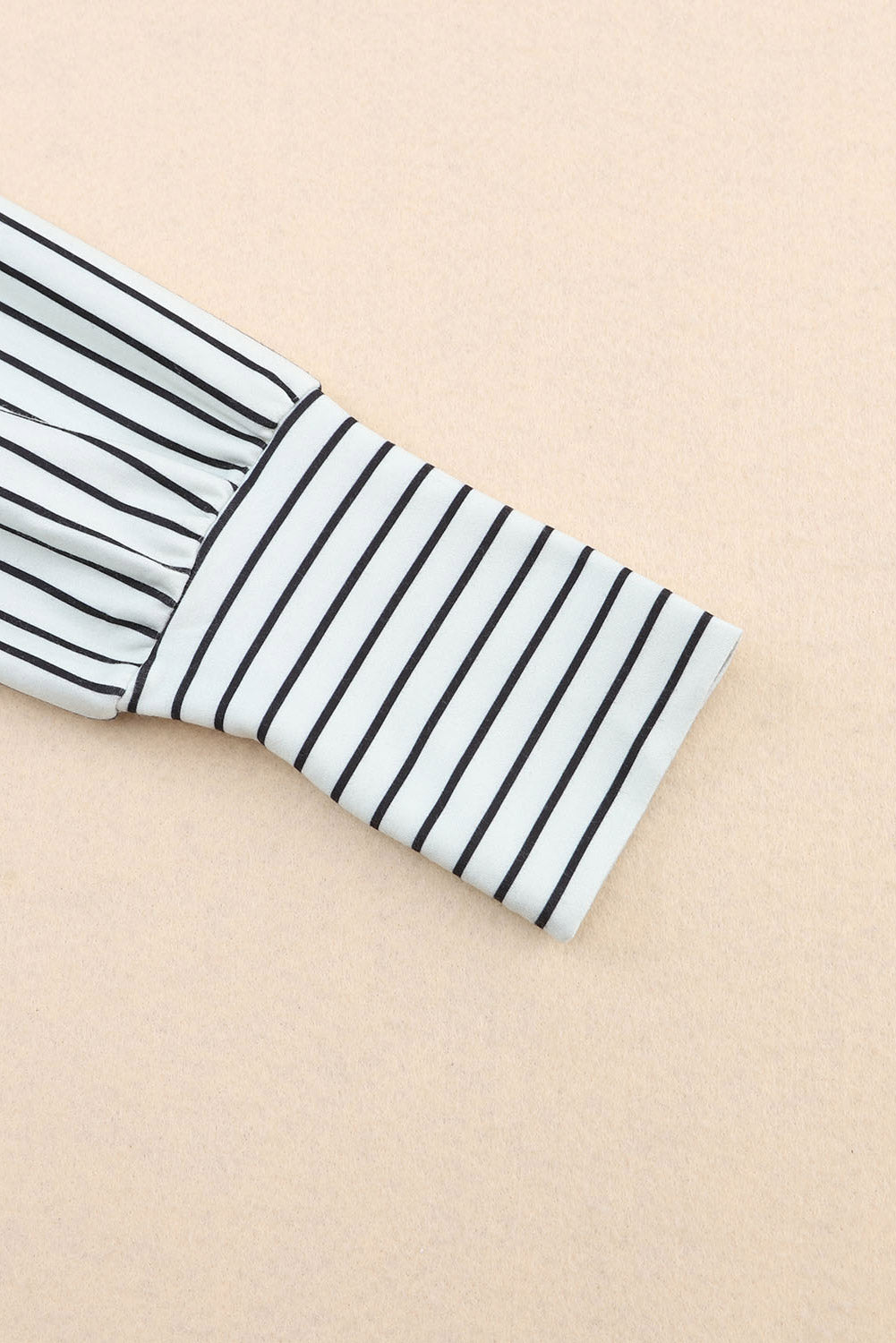 White Striped Thumbhole Drop Shoulder V Neck Top-Tops-MomFashion