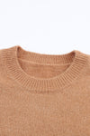 Brown Color Block Striped Ribbed Knit Sweater-Tops-MomFashion