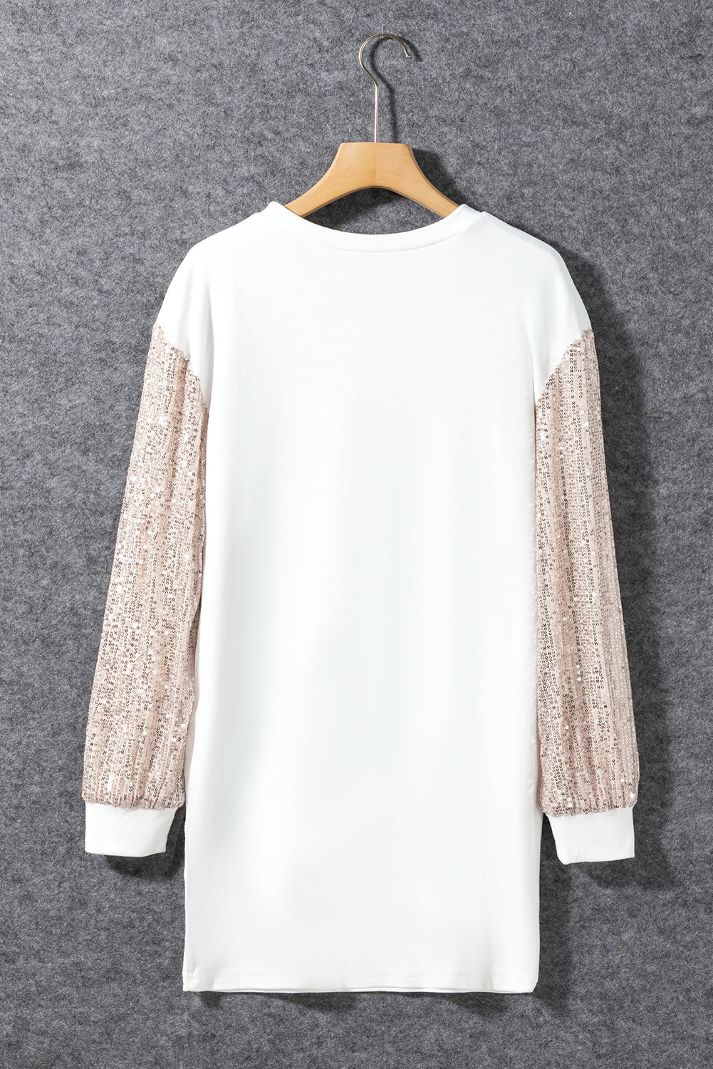 White Sequin Puff Sleeve Shift Mini Dress-Dresses-MomFashion