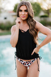 Leopard Tankini with Stripes Patchwork-Swimwear-MomFashion