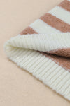 Brown Striped Round Neck Casual Sweater-Tops-MomFashion