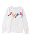 White Holly Jolly Round Neck Casual Sweater-Tops-MomFashion