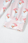 Pink Santa Claus Striped Print Loose Fit Two Piece Lounge Set-Loungewear & Sleepwear/Loungewear-MomFashion