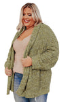 Sage Green Open Front Knit Plus Size Cozy Cardigan-Plus Size-MomFashion