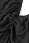 Black V Neck Bowknot Cutout Frill Tiered Maxi Dress-Dresses-MomFashion