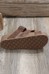 Brown Braided Detail Criss Cross Platform Slippers-Shoes & Bags-MomFashion