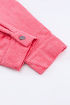 Pink Buttoned Flap Pocket Corduroy Jacket-Outerwear-MomFashion