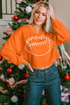 Orange Game Day Lettering Rugby Notched Neck Sweatshirt-Tops-MomFashion