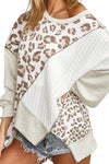 Asymmetrical Leopard Texture Splicing Loose Sweatshirt-Tops-MomFashion