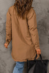 Brown Button Down Padded Jacket with Pockets-Outerwear-MomFashion