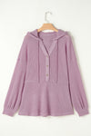Plus Size Hooded Waffle Knit Top-Plus Size-MomFashion