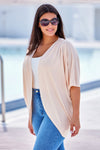 Apricot Shimmer Ribbed Texture Plus Size Cardigan-Plus Size-MomFashion