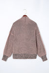 Pink Chunky Waffle Knit Oversized Collar Cardigan-Tops-MomFashion