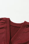 Fiery Red Exposed Seam Twist Open Back Oversized Sweatshirt-Tops-MomFashion