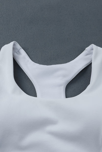 White Athletic Push Up Sports Bra-Activewear-MomFashion