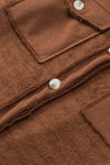 Brown Contrast Flap Pockets Relaxed Shacket-Outerwear-MomFashion