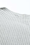 Gray Buttoned Drop Shoulder Oversized Sweater-Tops-MomFashion