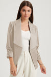 Apricot Solid Lapel Collar Satin Blazer-Outerwear-MomFashion