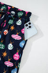 Navy Blue Colorful Christmas Lights Print Shirt and Pants Pajama Set-Loungewear & Sleepwear/Sleepwear-MomFashion