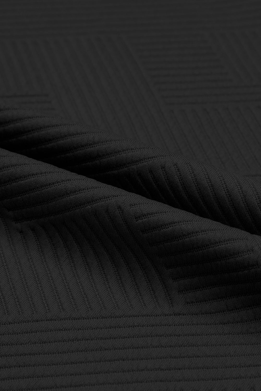 Black Textured Loose Fit T Shirt and Drawstring Pants Set-Loungewear-MomFashion