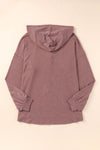 Buttoned High and Low Hem Hoodie-Tops-MomFashion