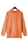 Orange Mineral Wash Kangaroo Pocket Drawstring Pullover Hoodie-Tops-MomFashion