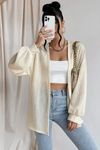 Beige Textured Lantern Sleeve Open Kimono-Outerwear/Kimonos-MomFashion