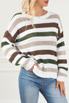 Stripe Crochet Hollow out Knit Sweater-Tops-MomFashion