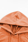 Orange Mineral Wash Kangaroo Pocket Drawstring Pullover Hoodie-Tops-MomFashion