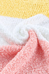 Yellow Colorblock Bubble Sleeve Plus Size Sweater-Plus Size-MomFashion