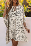 Khaki Animal Print Half Sleeve Shift Dress-Dresses-MomFashion