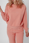 Blossom Ribbed Knit Drop Shoulder Pocketed Two Piece Lounge Set-Two Piece Sets/Pant Sets-MomFashion