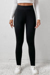 Black Fleece Lining Winter High Waist Leggings-Bottoms-MomFashion