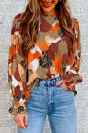 Abstract Printed Long Sleeve Blouse-Tops-MomFashion