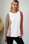 Apricot Colorblock Dolman Knit Top-Tops-MomFashion