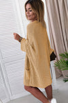 Apricot Oversized Fold Over Sleeve Sweater Cardigan-Tops-MomFashion