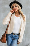 Apricot Popcorn Knit Open Front Cardigan-Tops-MomFashion