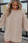 Apricot Ribbed Corded Oversized Sweatshirt-Tops-MomFashion