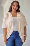 Apricot Shimmer Ribbed Texture Plus Size Cardigan-Plus Size-MomFashion