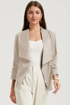 Apricot Solid Lapel Collar Satin Blazer-Outerwear-MomFashion