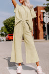 Apricot Textured Loose Fit T Shirt and Drawstring Pants Set-Loungewear-MomFashion