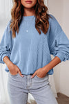 Ashleigh Blue Corded Drop Shoulder Baggy Sweatshirt-Tops-MomFashion