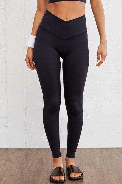 Black Arched Waist Seamless Active Leggings-Activewear-MomFashion