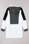 Black Color Block Exposed Seam Buttoned Neckline Hoodie-Tops-MomFashion