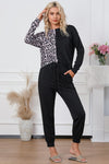 Black Contrast Leopard Long Sleeve Pullover and Joggers Outfit-Loungewear-MomFashion