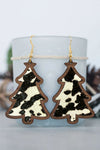 Black Cow Spots Christmas Tree Dangle Earrings-Accessories-MomFashion